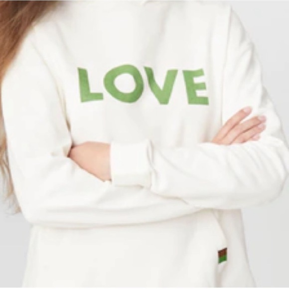 Kule Hoodie Sweatshirt White Green Love Size Small - Picture 2 of 7